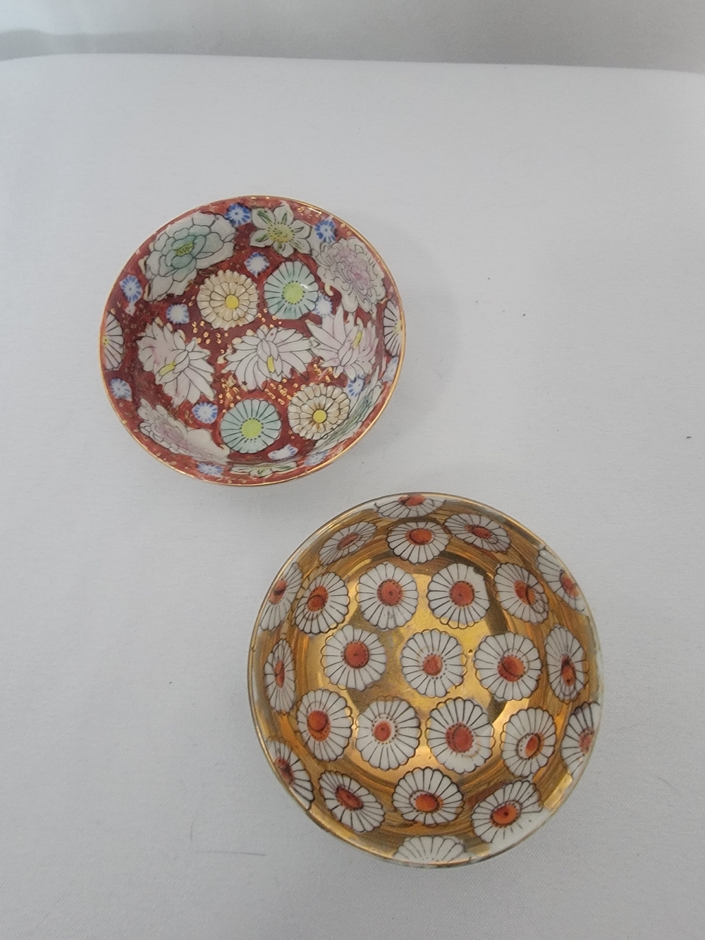 Japanes Floral Minature Porcelain Hand Painted Bowls Occupied Japan